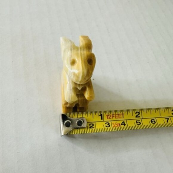 Vintage Natural Stone Yellow Jasper Carved Bunny Rabbit Sitting Up 1 1/2” - Picture 14 of 14